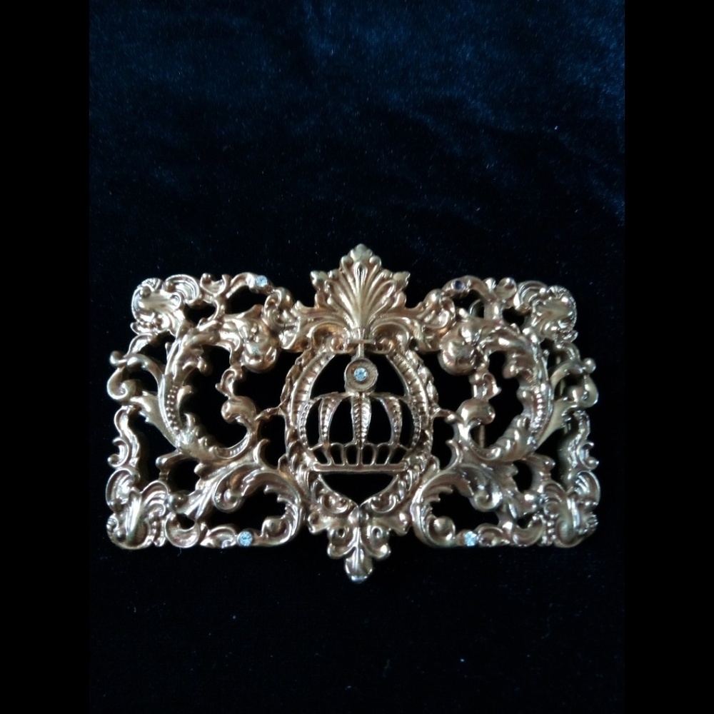 Vintage Style Baroque Gold Crown Belt Buckle